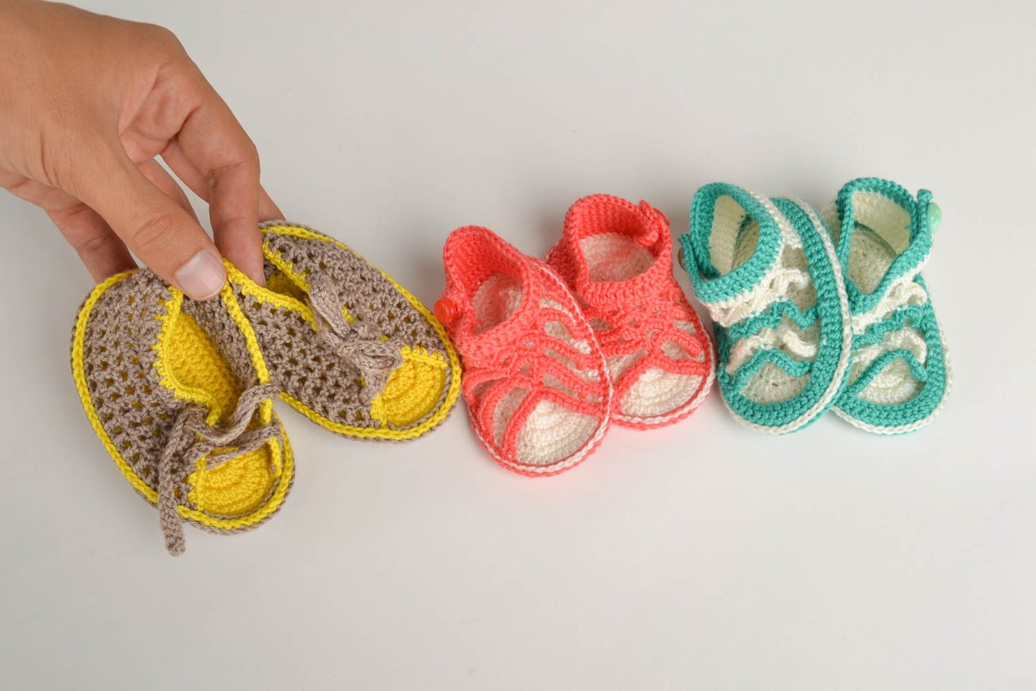 Handmade Gehäkelte Babyschuhe Sandalen Baby Geschenke für Kleinkinder Set foto 5