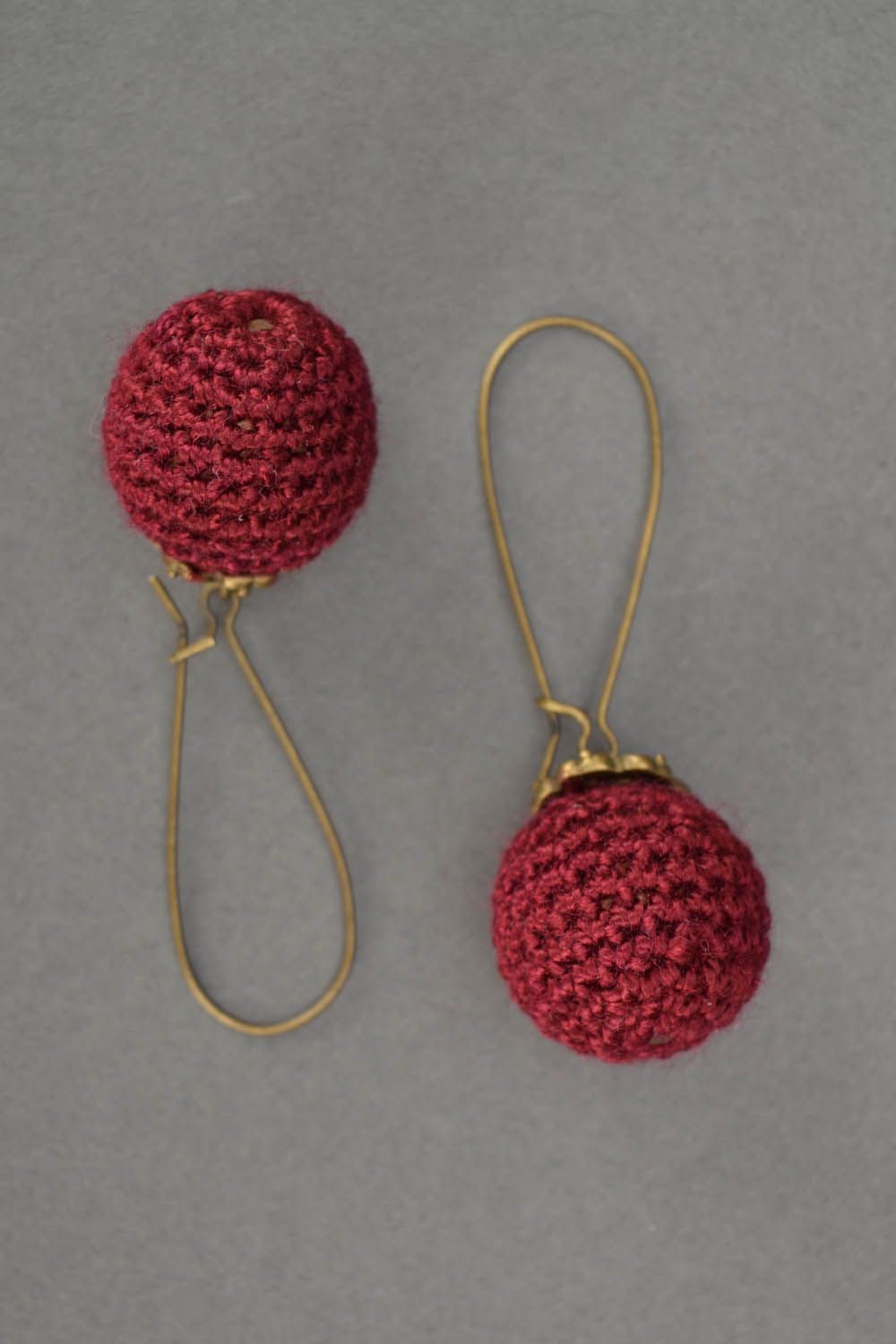 Round crochet earrings Cherries photo 3