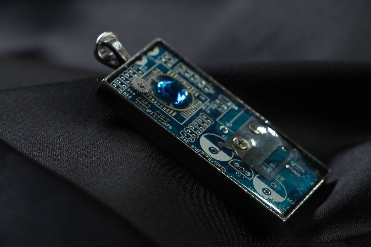 Cyberpunk neck pendant with microcircuit photo 2