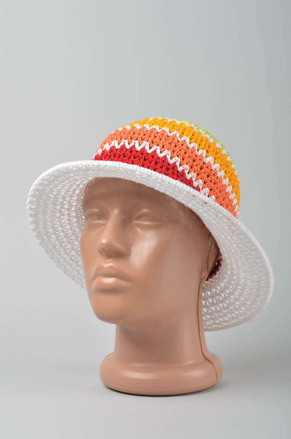 Handmade hat crochet headdress for children openwork hat for baby beach hat photo 1