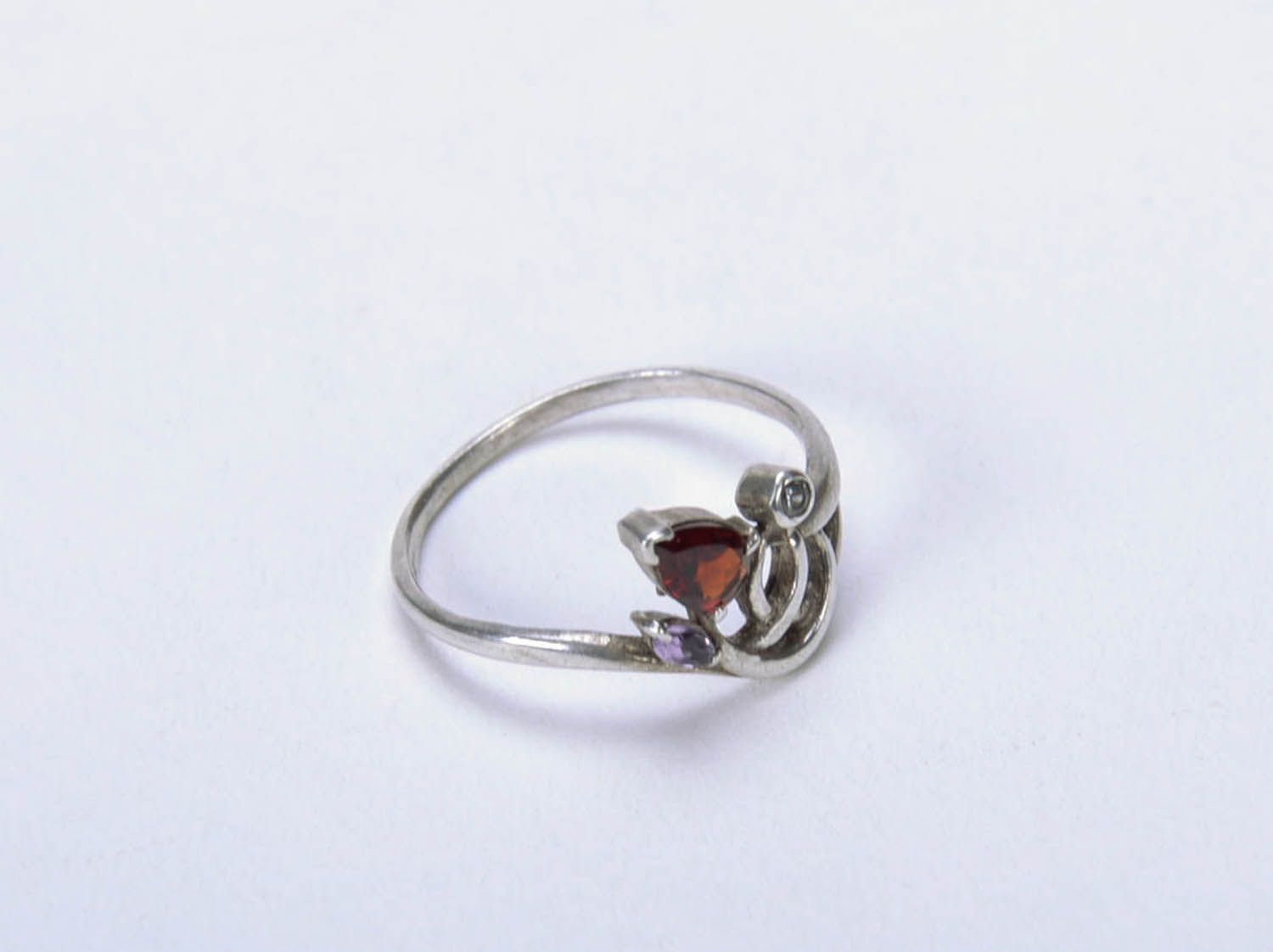 Silver ring with natural stones photo 4