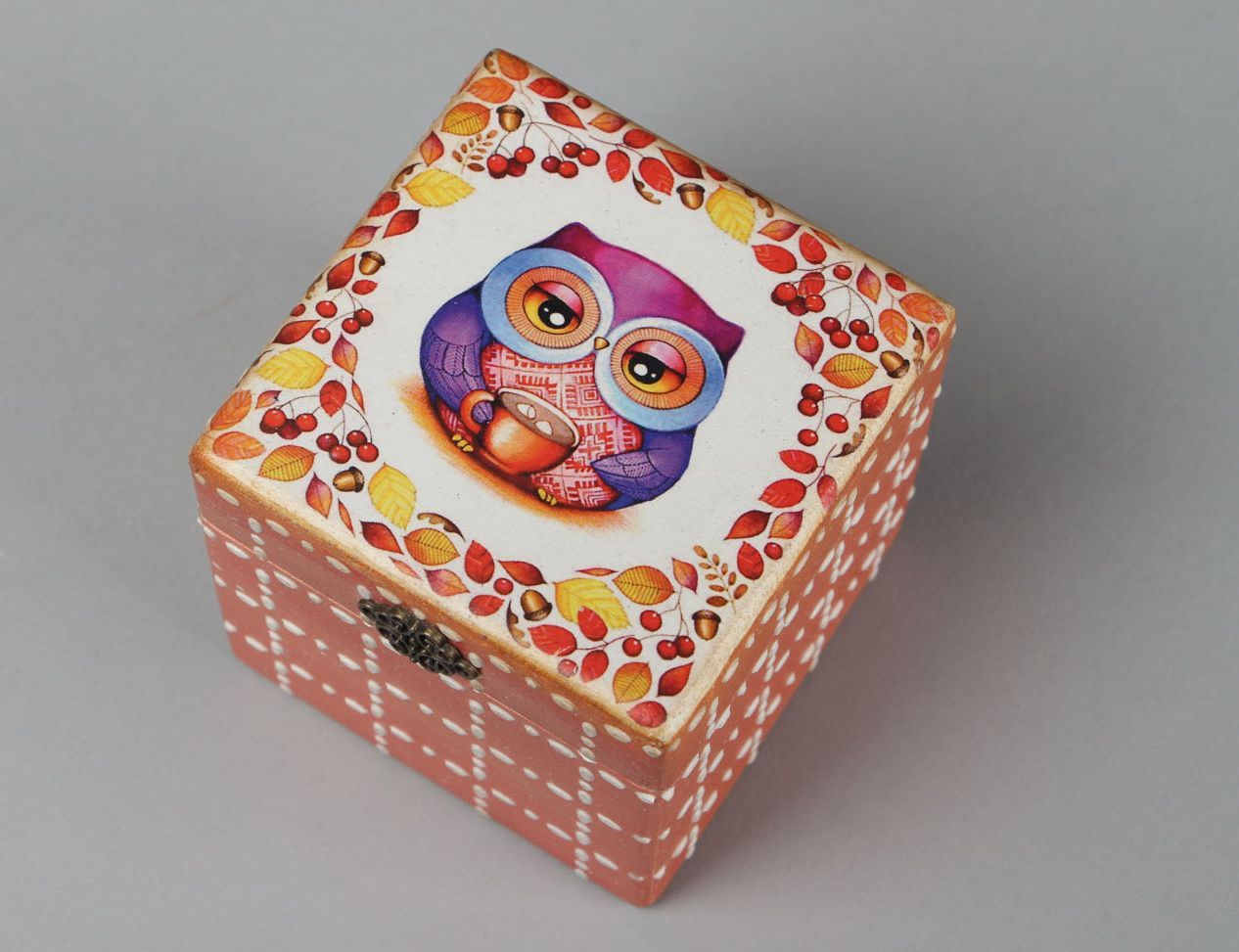 Wooden box for little things Owl photo 2
