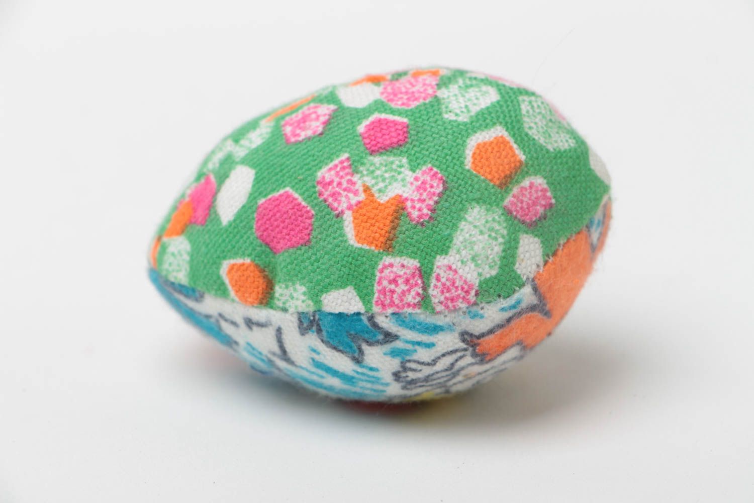 Handmade designer interior soft toy Easter egg sewn of colorful flannel fabric  photo 2