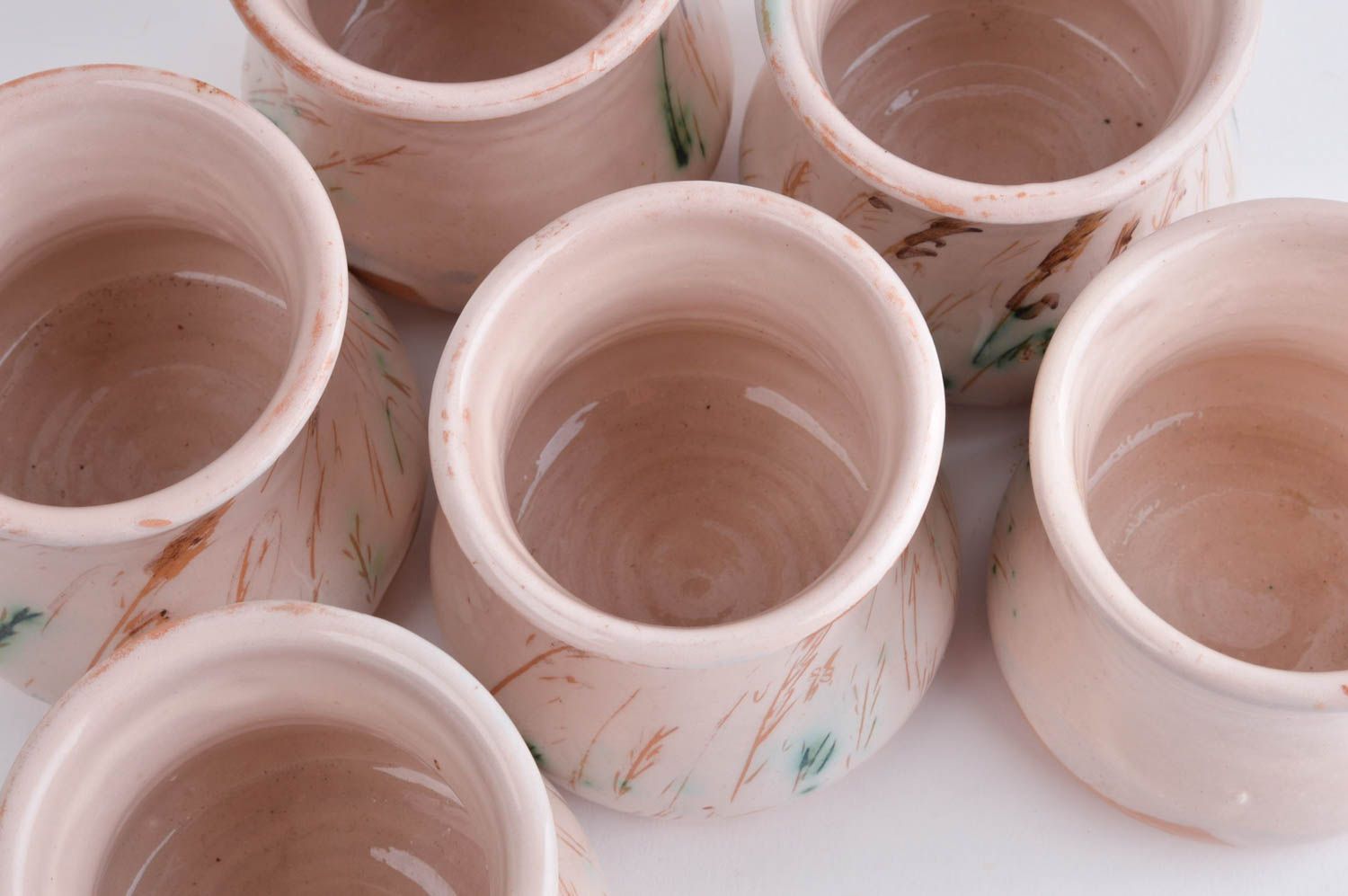 Handgefertigte Becher aus Ton Keramik Geschirr Set Küchen Deko 6 Stück schön foto 4