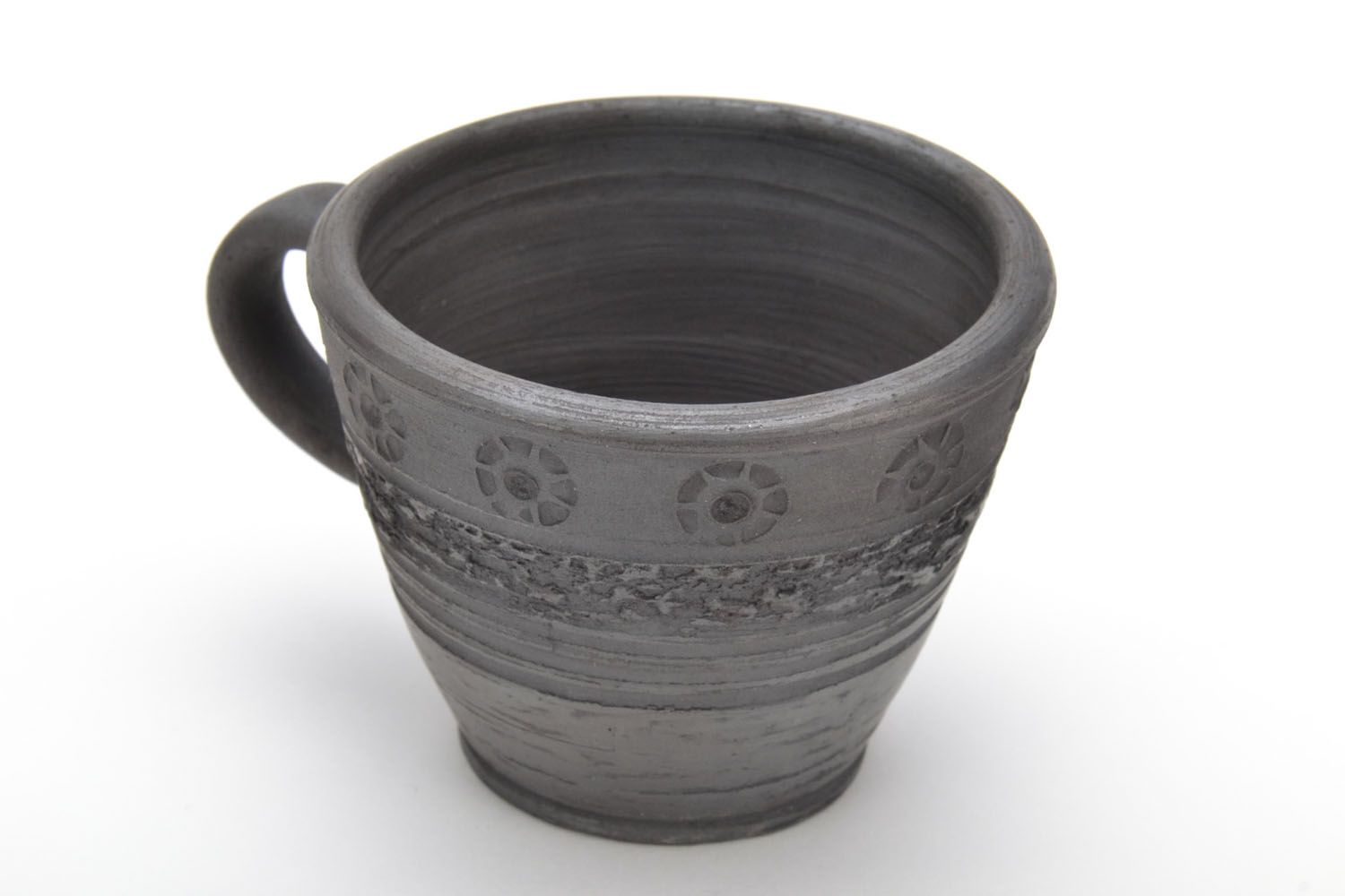Tasse en céramique noire enfumée originale photo 4