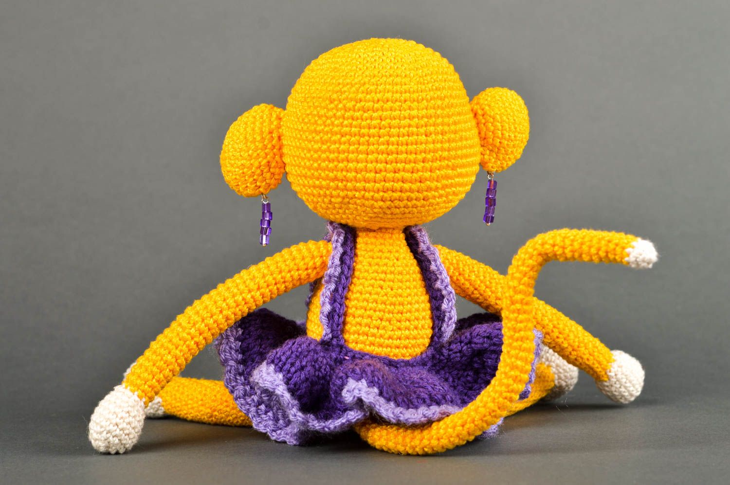 Jouet singe jaune Peluche faite main tricot au crochet Cadeau pour enfant photo 5