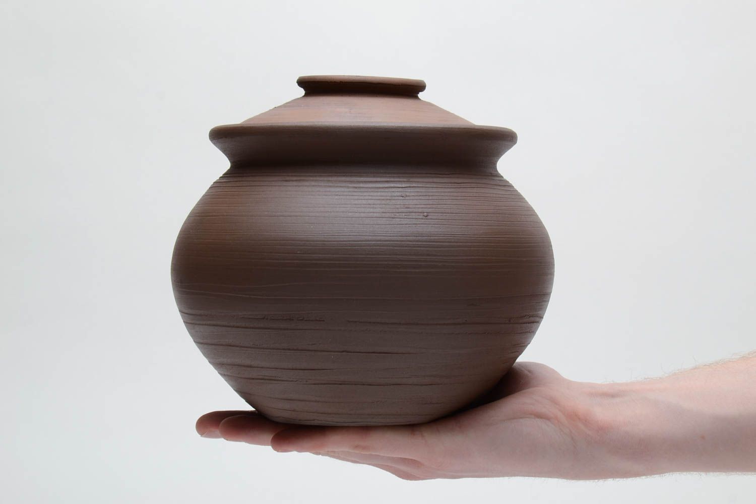 Pot de cuisine en argile fait main original soupière vaisselle couleur marron photo 5