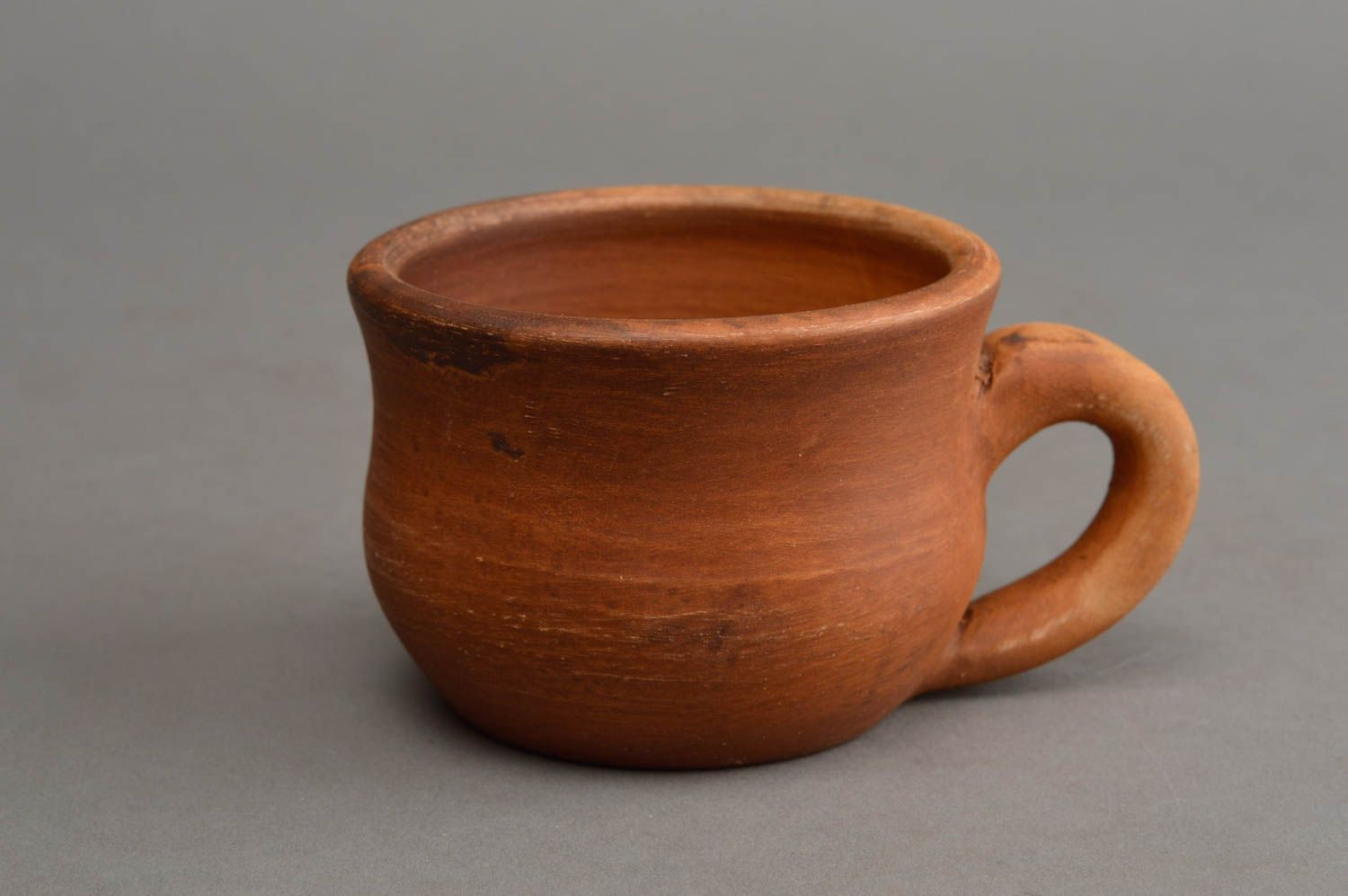 3 oz red clay coffee cup without a pattern with handle photo 2