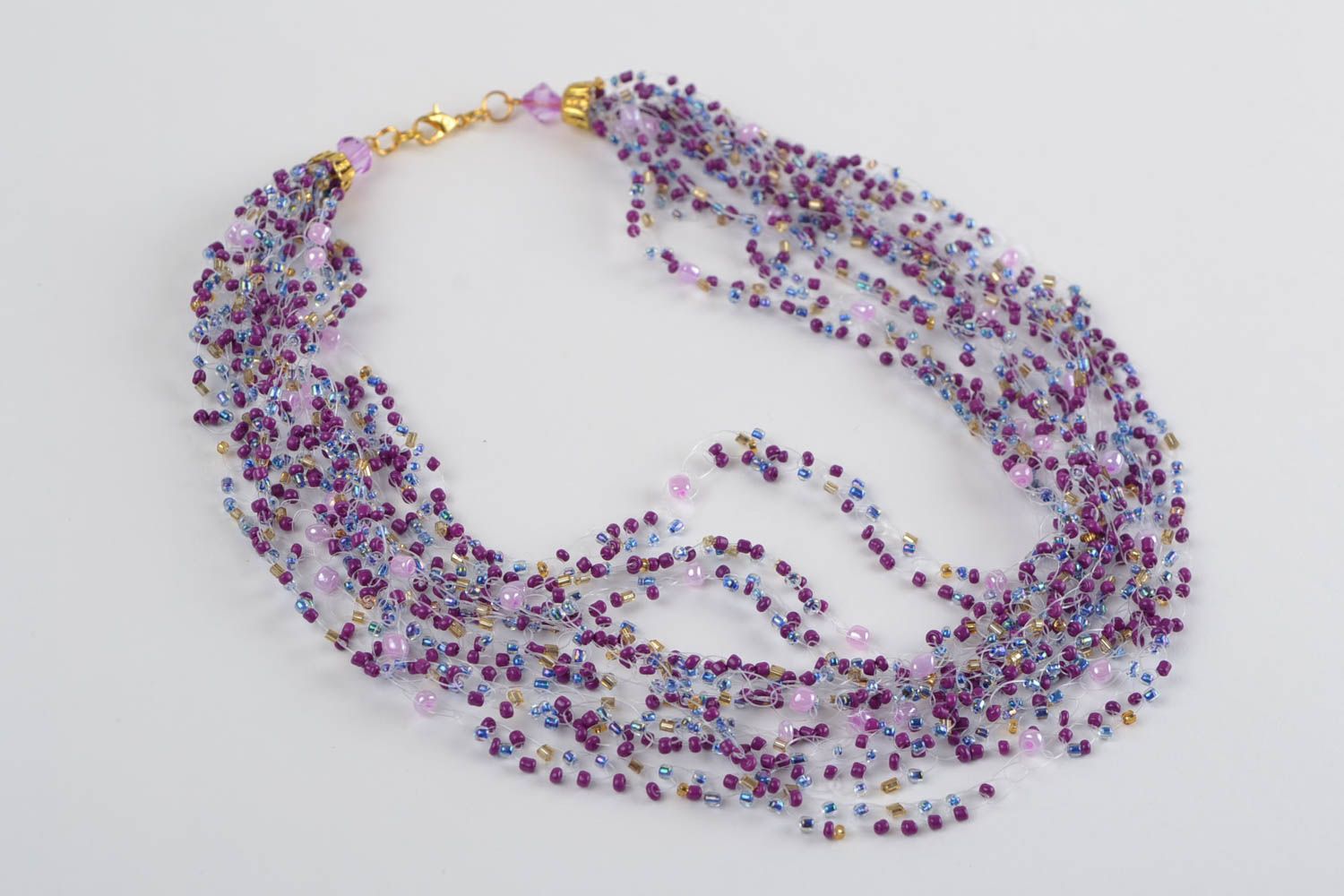 Handmade beaded necklace airy designer seed beads jewelry womens accessory photo 3