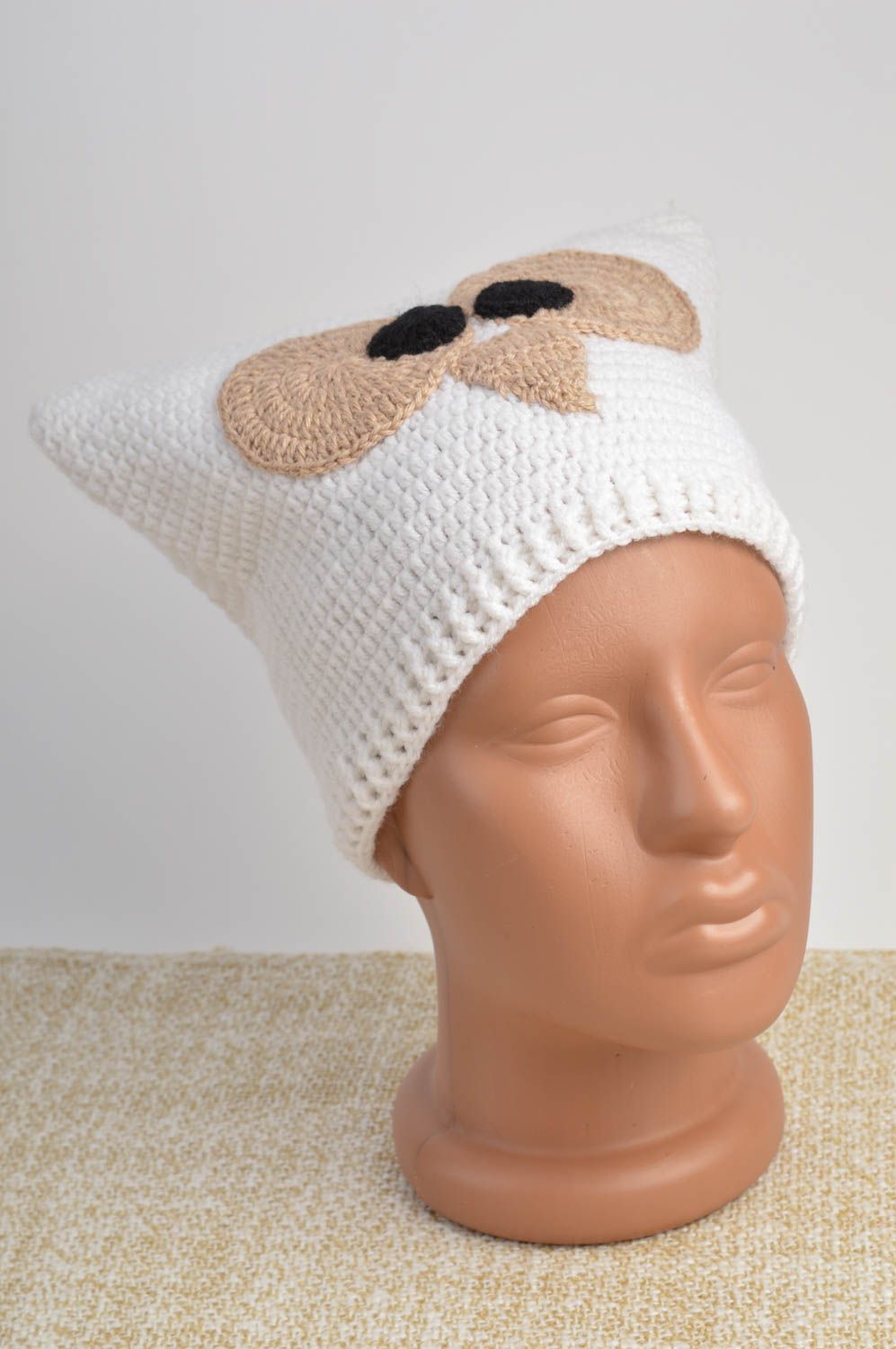 Light crocheted cap handmade woolen hat for kids cute children accessory photo 2