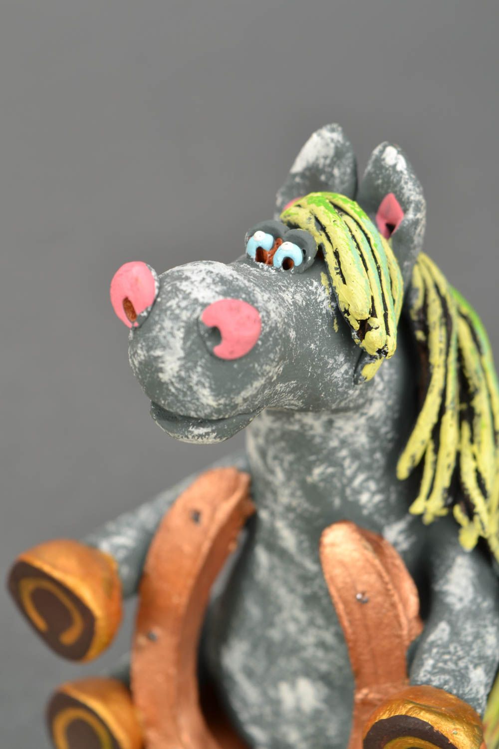 Homemade clay figurine Horse with a Horseshoe photo 4