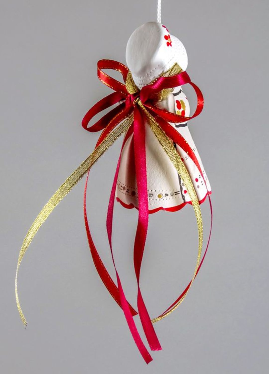 Suspension décorative Clochette céramique rouge Ange photo 4