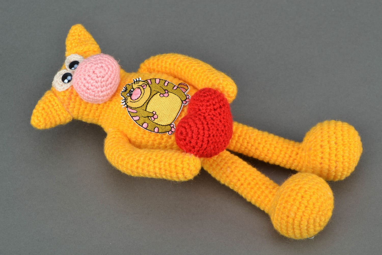 Handmade soft crochet toy Cat with Heart photo 1