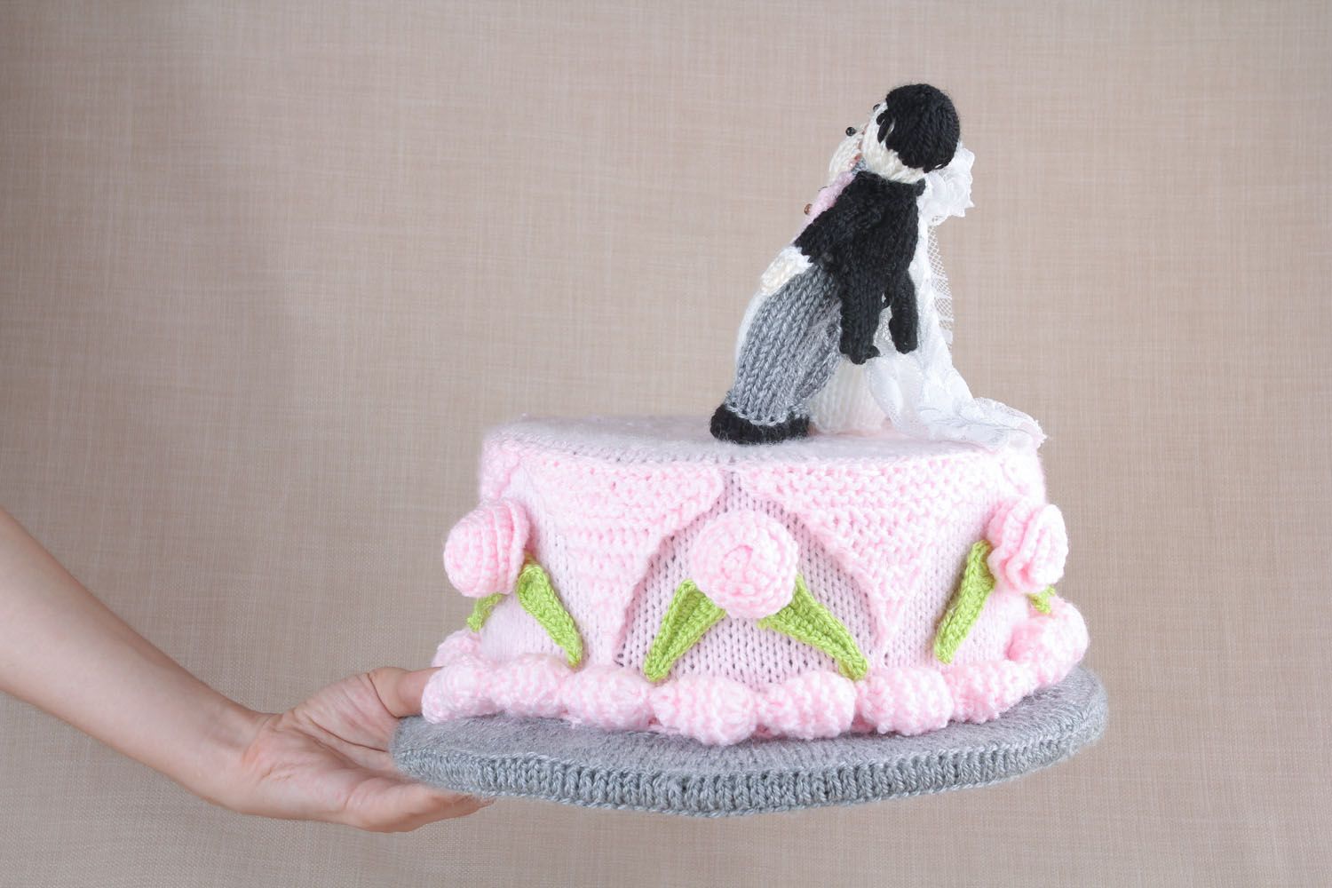 Décoration jouet tricoté gâteau de mariage photo 5