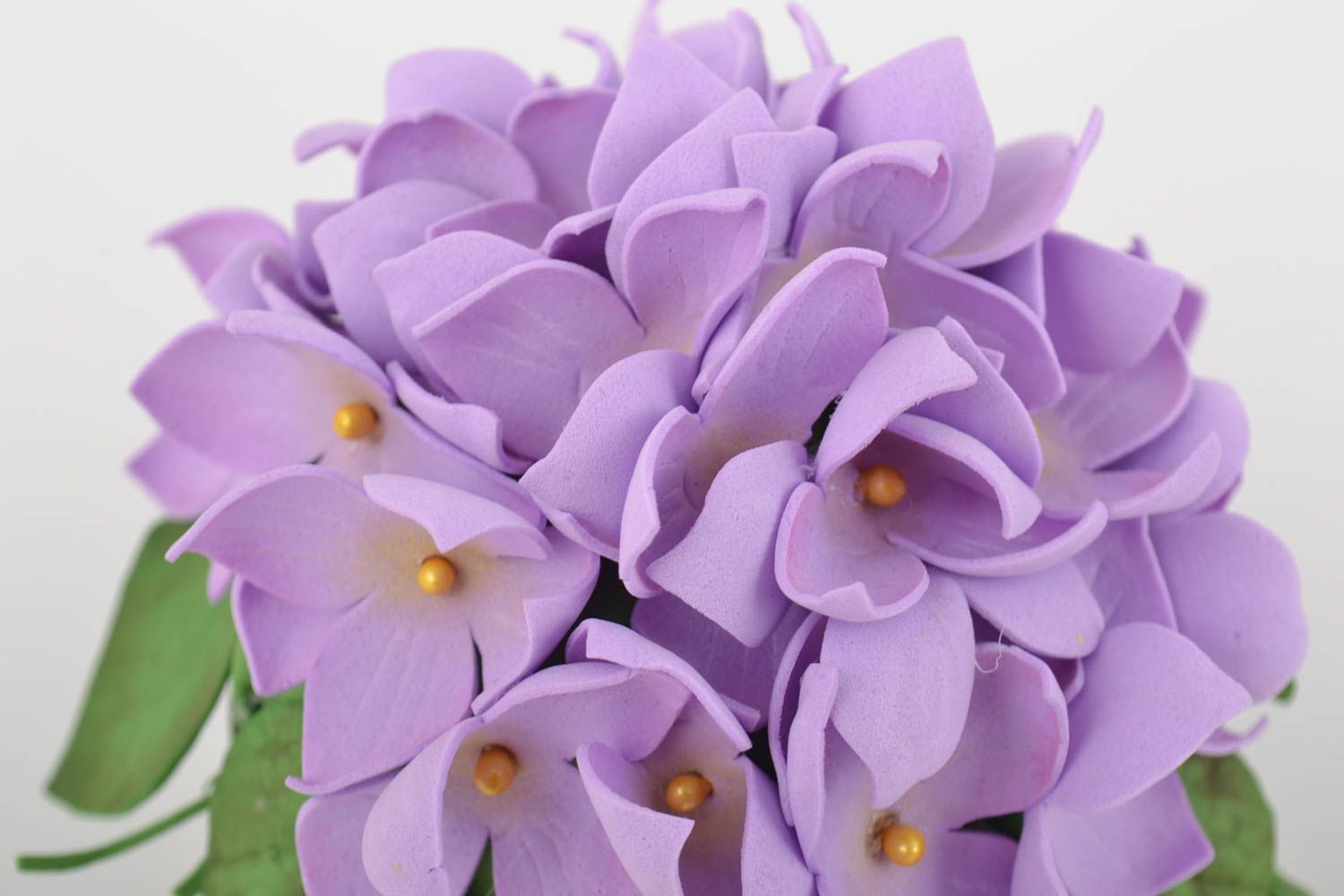 Bocal avec fleurs décoratives violettes artificielles en foamiran faites main photo 2