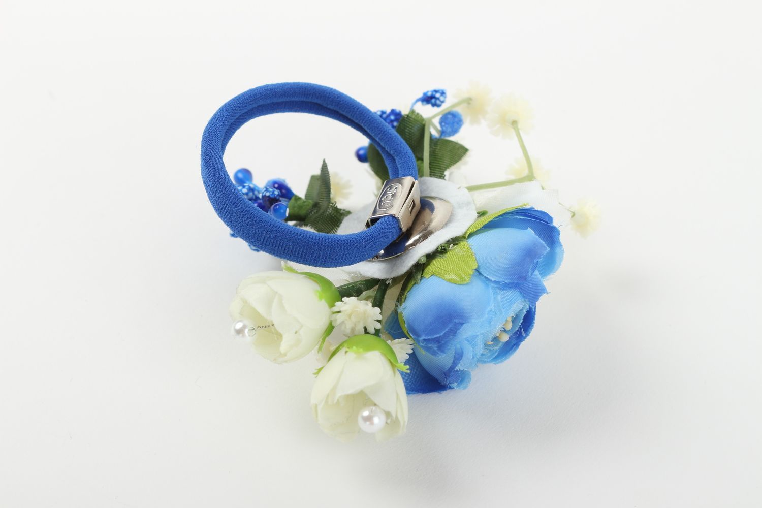 Handmade designer hair tie unusual flower scrunchy beautiful accessory photo 4