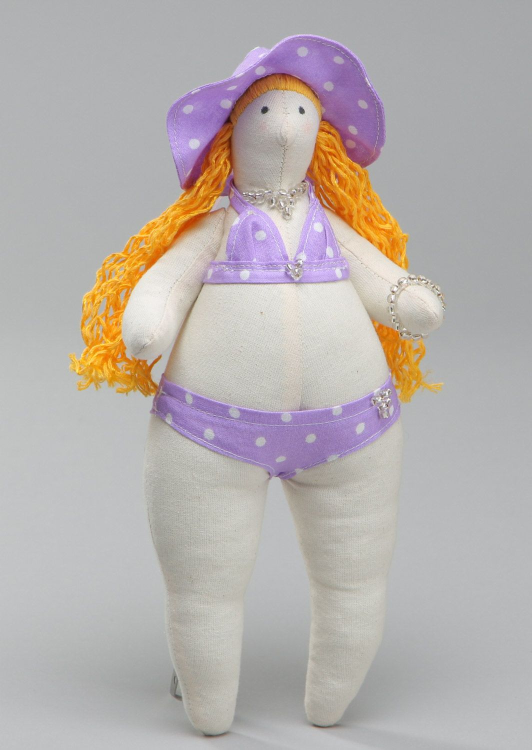 Дизайнерская кукла купальщица из натуральных тканей мягкая ручной работы фото 2