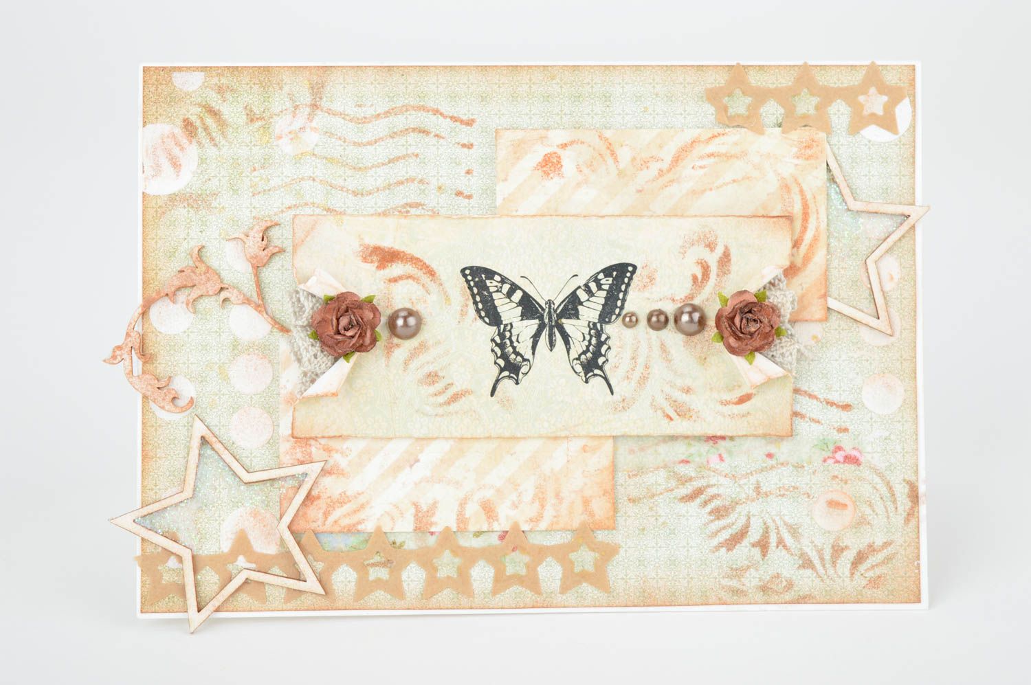 Открытка ручной работы дизайнерская открытка с бабочкой поздравительная открытка фото 5