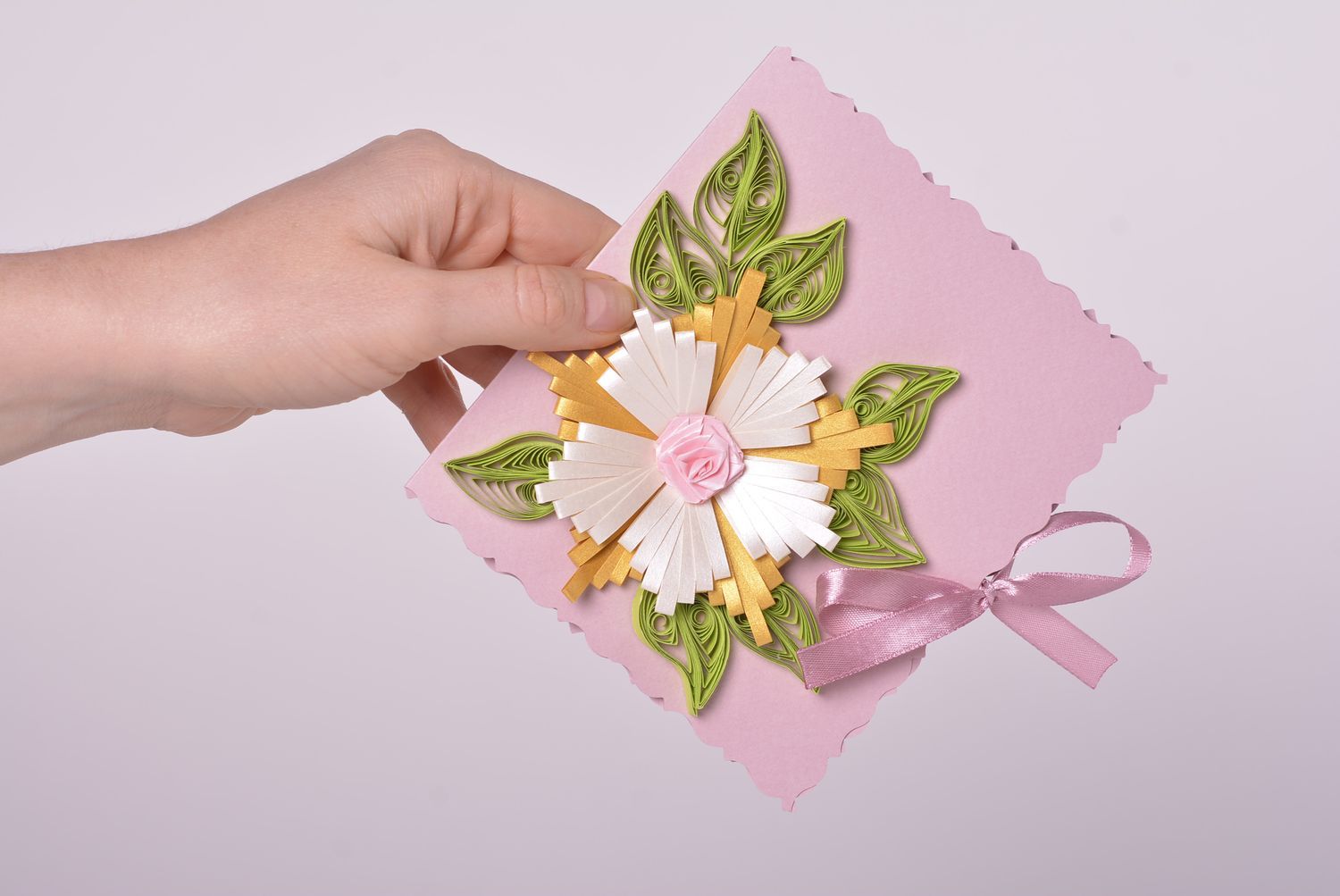 Handmade rosa schöne Grußkarte ausgefallenes Geschenk Scrapbooking Karte zart foto 4