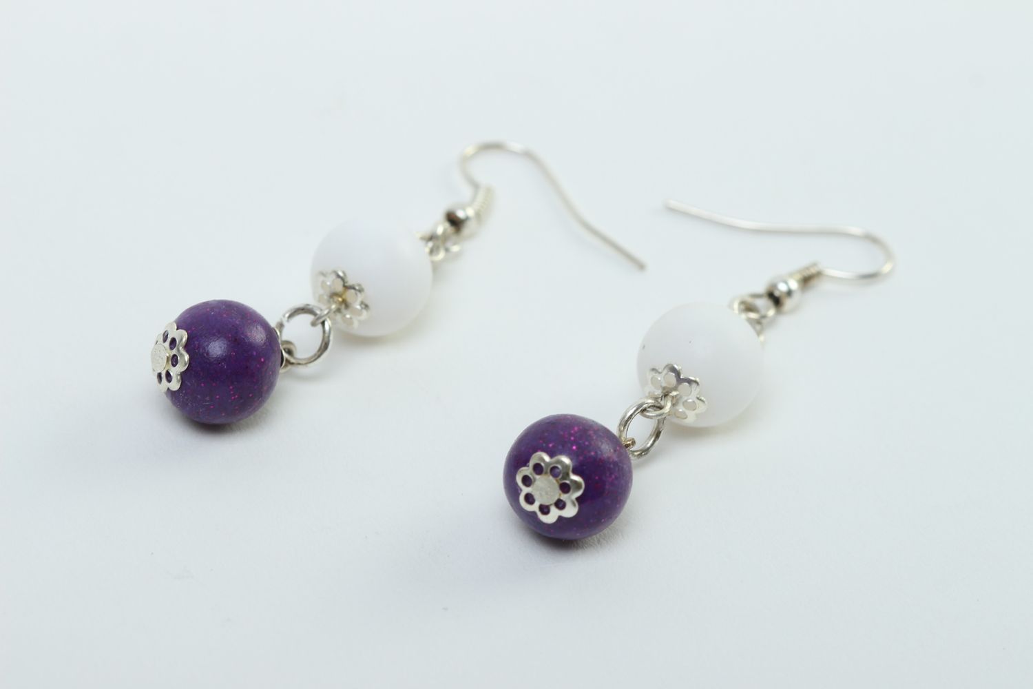 Handmade beautiful earrings stylish ball earrings polymer clay jewelry photo 3