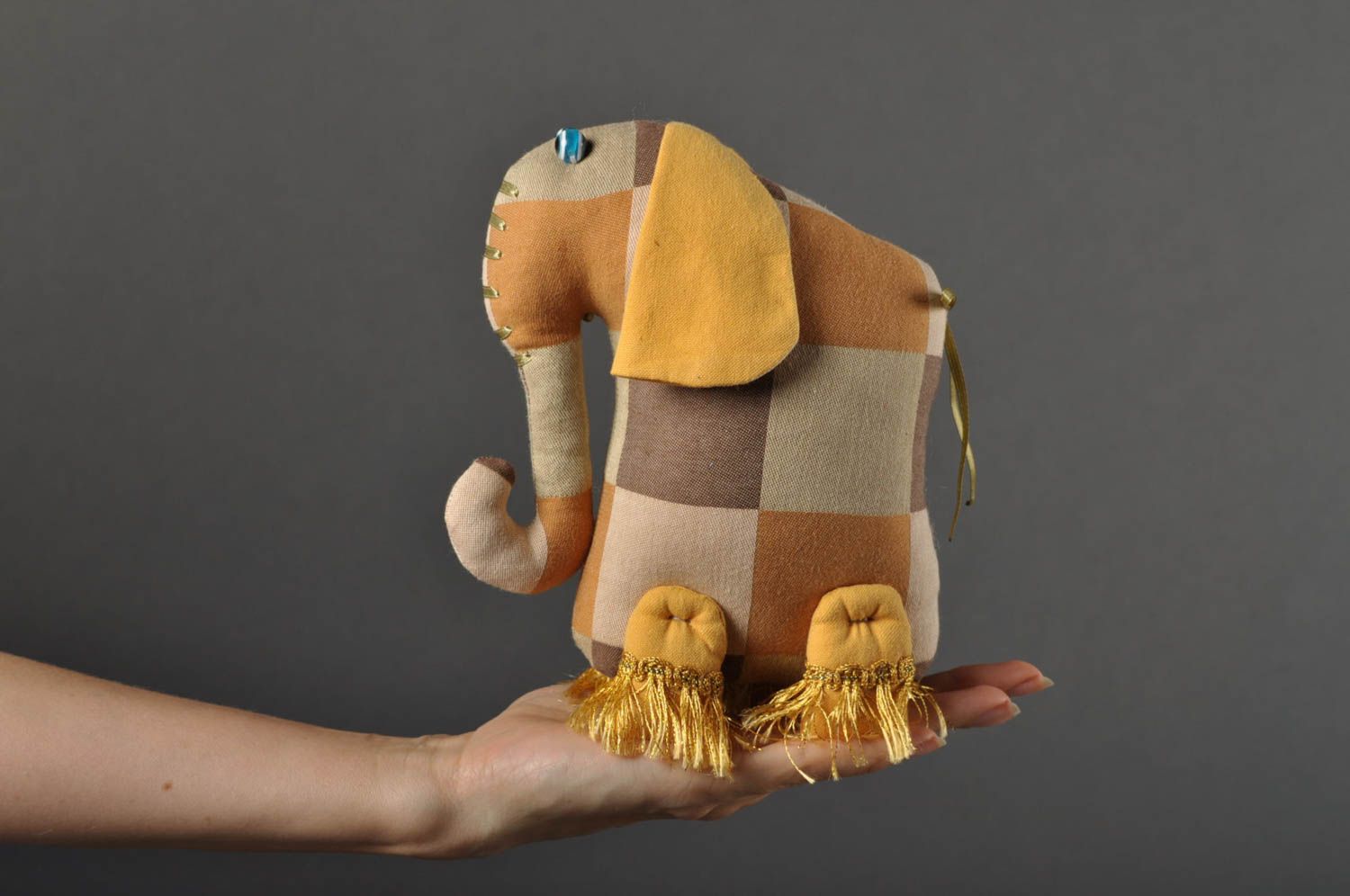 Jouet éléphant Peluche faite main décorative en tissu Cadeau pour enfant photo 5