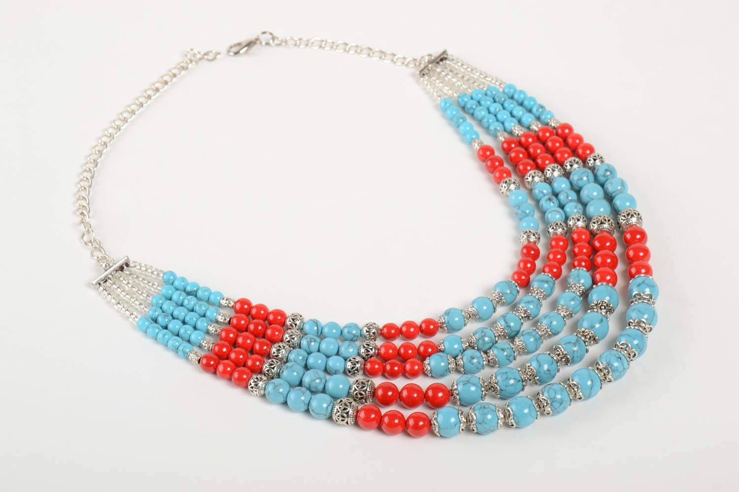 Bead necklace handmade jewelry stone necklace ethnic jewelry turquoise necklace photo 2