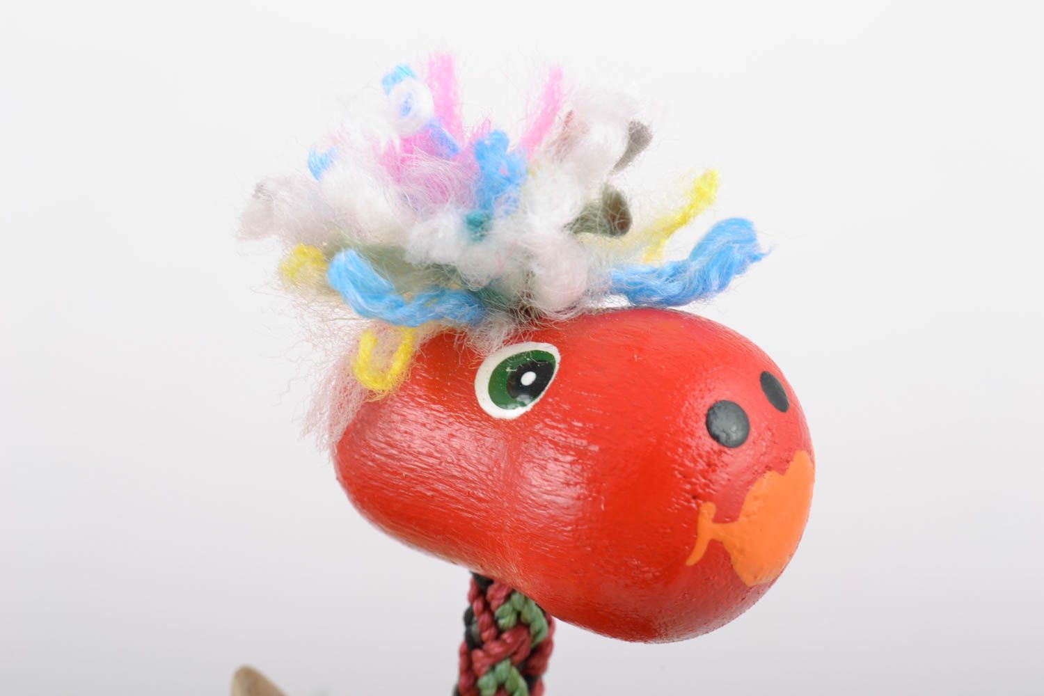 Painted red handmade wooden toy dragon unusual for children photo 3