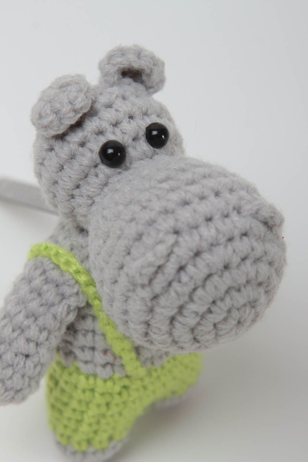 Juguete artesanal tejido peluche para niños regalo original Hipopótamo
 foto 3