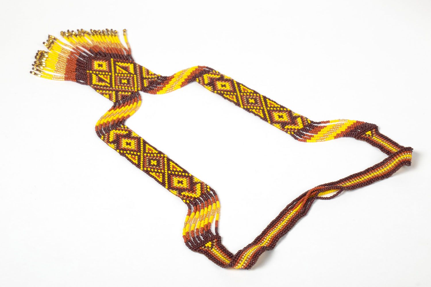 Collar original de abalorios marrón amarillo foto 3