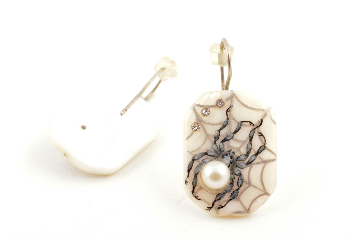 Handmade earrings dangling pearl earrings designer bijouterie accessory for her photo 3