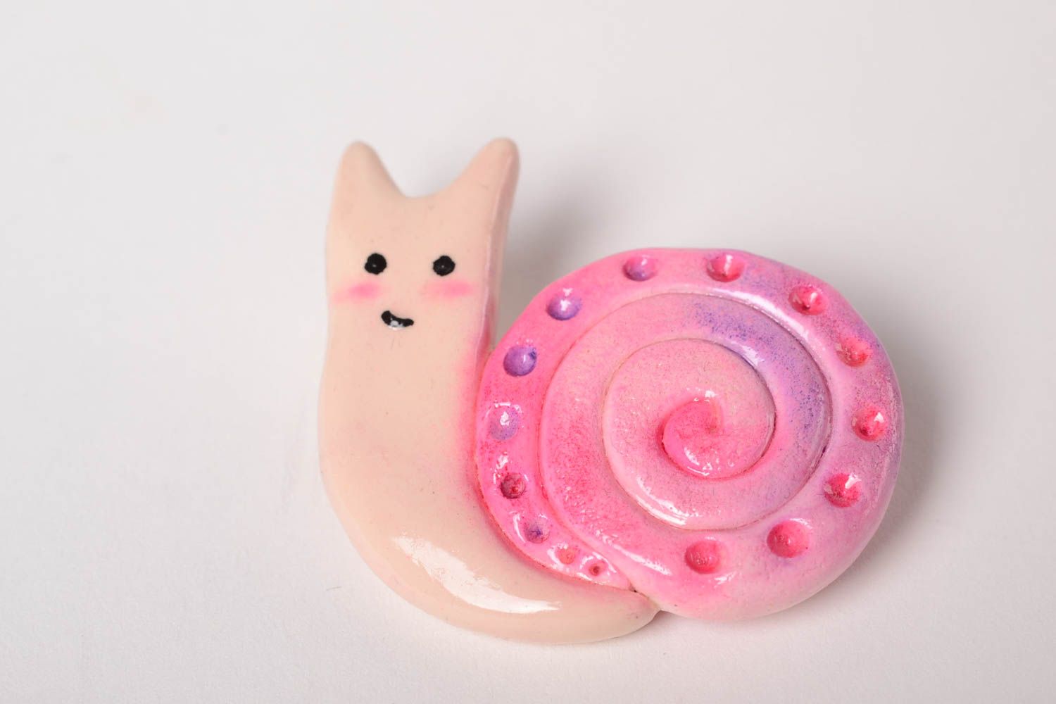 Women brooch handmade jewelry polymer clay brooch snail pink brooch cute brooch  photo 1