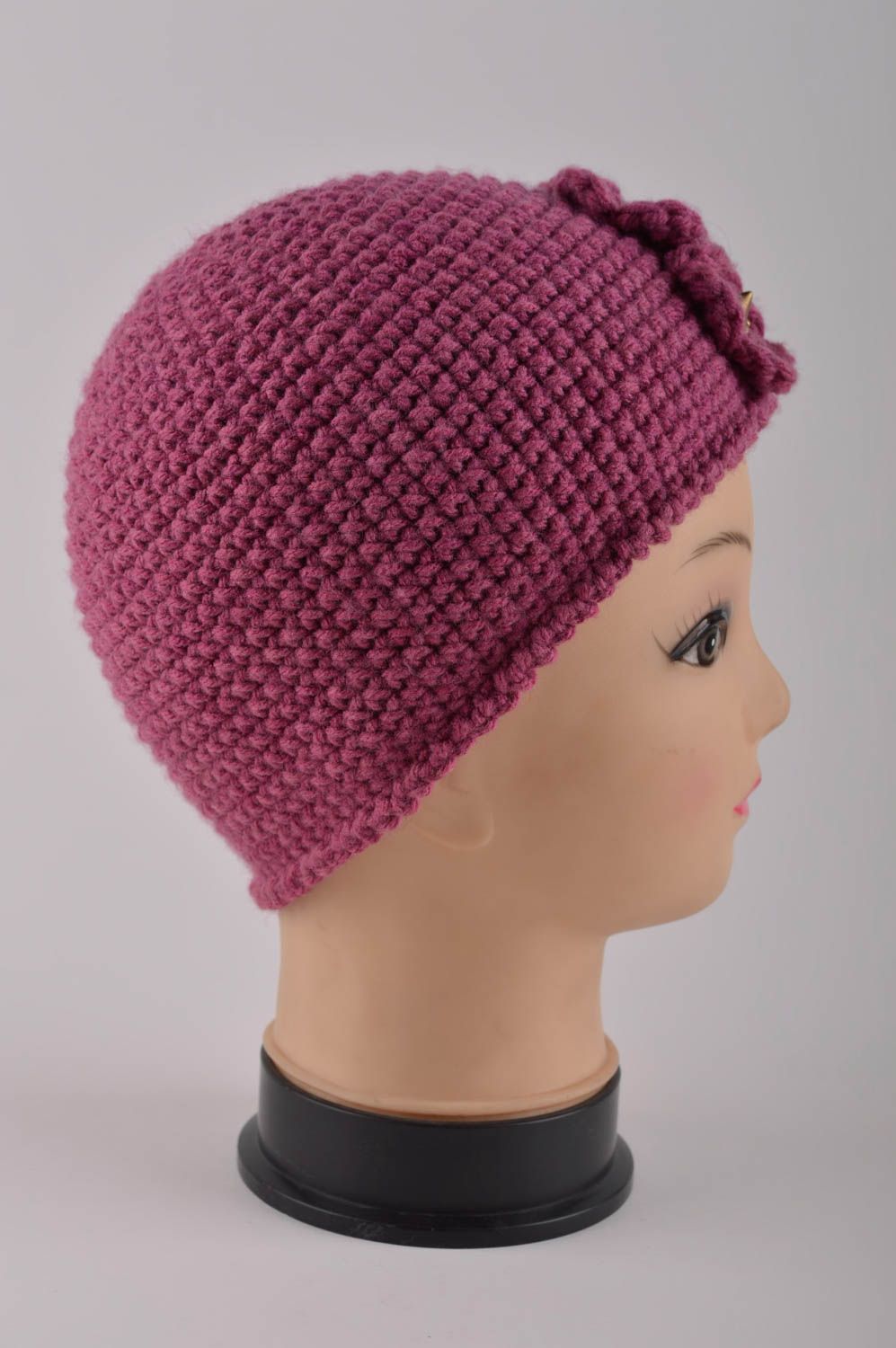 Bonnet tricot fait main Chapeau en laine d'hiver Vêtement pour femme original photo 4