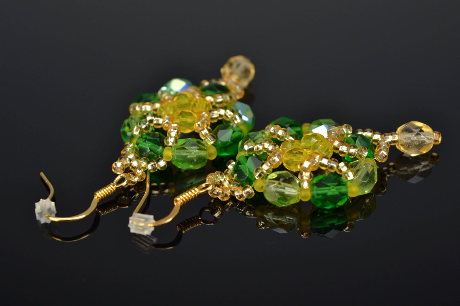 Handmade crystal bead earrings photo 1
