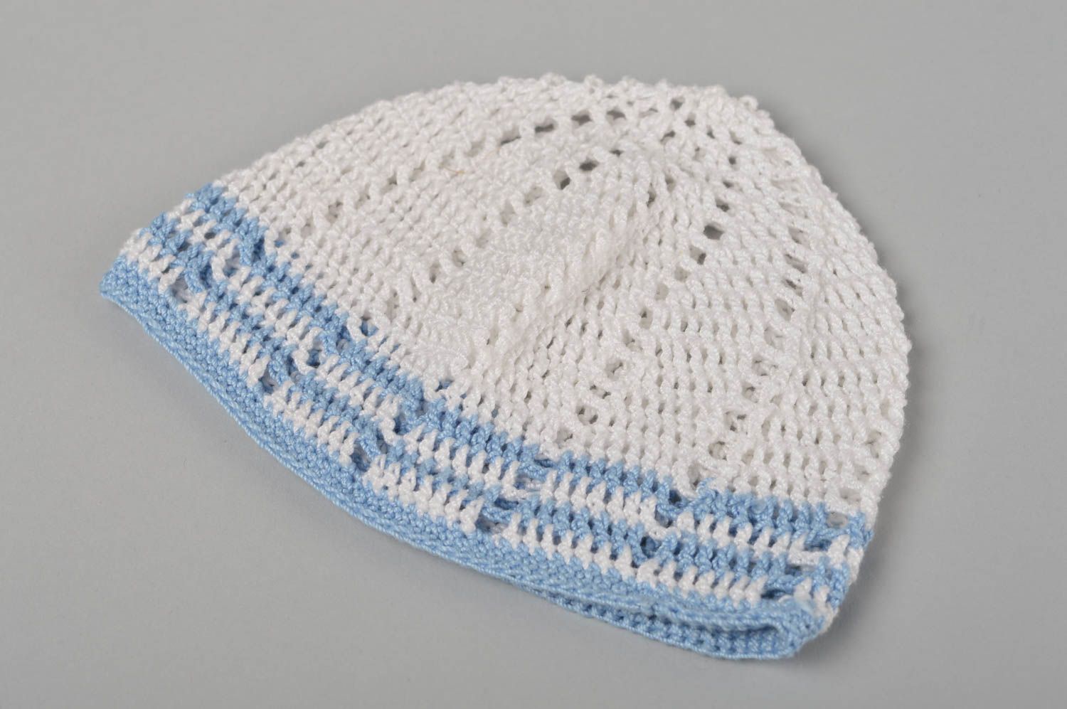 Handmade crochet hat for kids openwork hat for children summer baby hat gift  photo 2