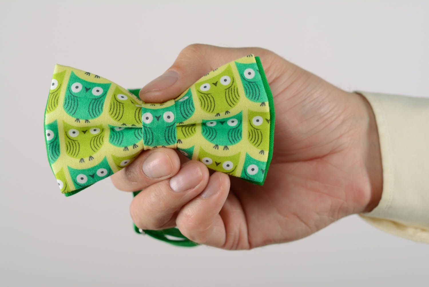 Зеленый галстук-бабочка Совушки фото 5
