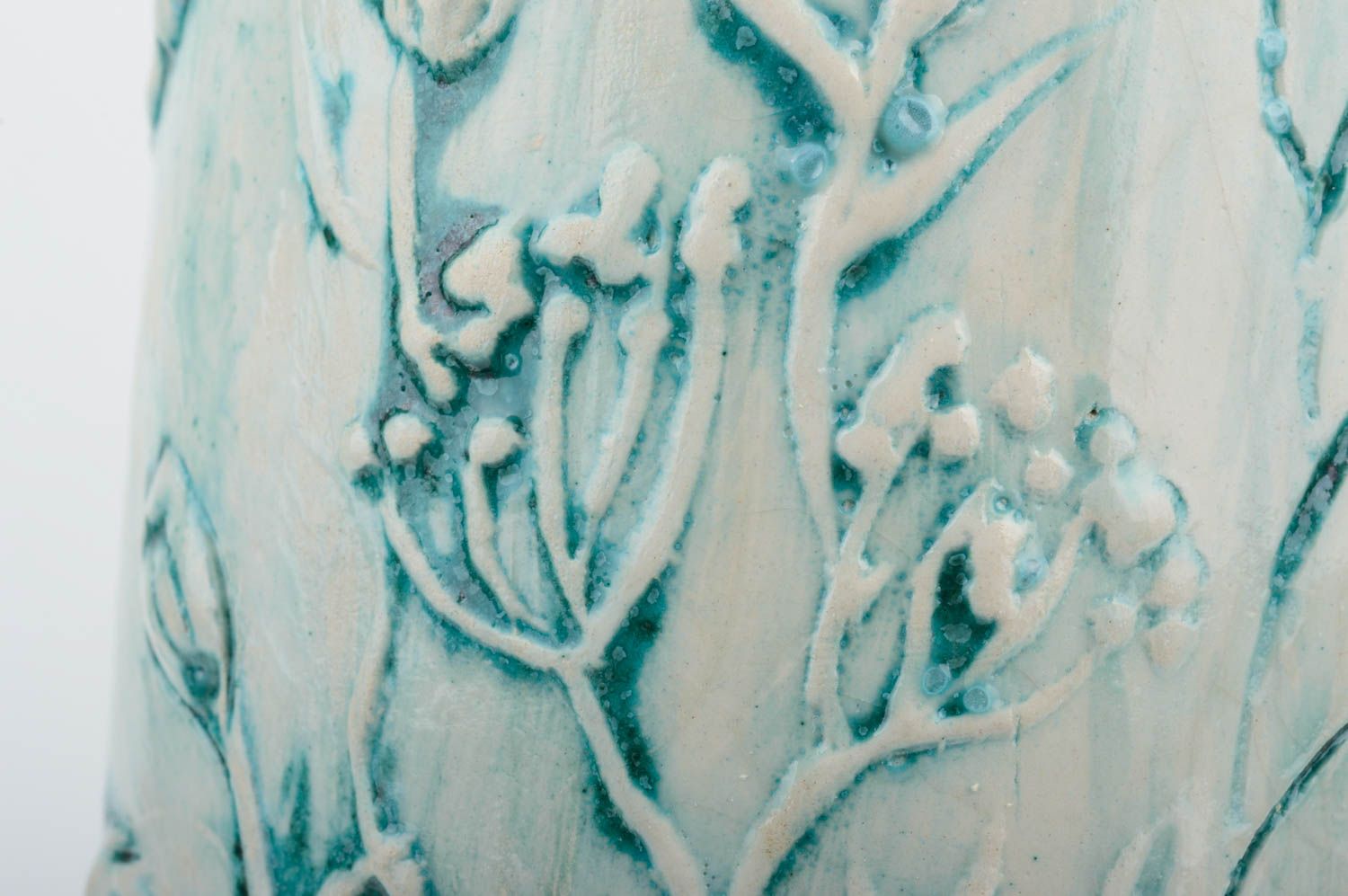 Handmade Keramik Vase originell Haus Deko blau weiße schöne Vase mit Muster foto 4