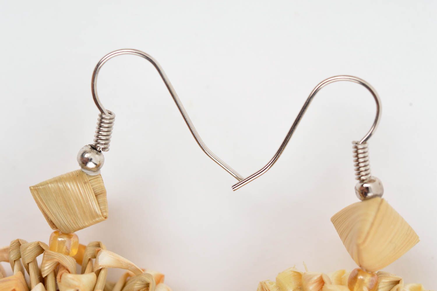 Handmade ausgefallener Ohrschmuck Ohrringe aus Stroh für Damen lange Ohrringe foto 4