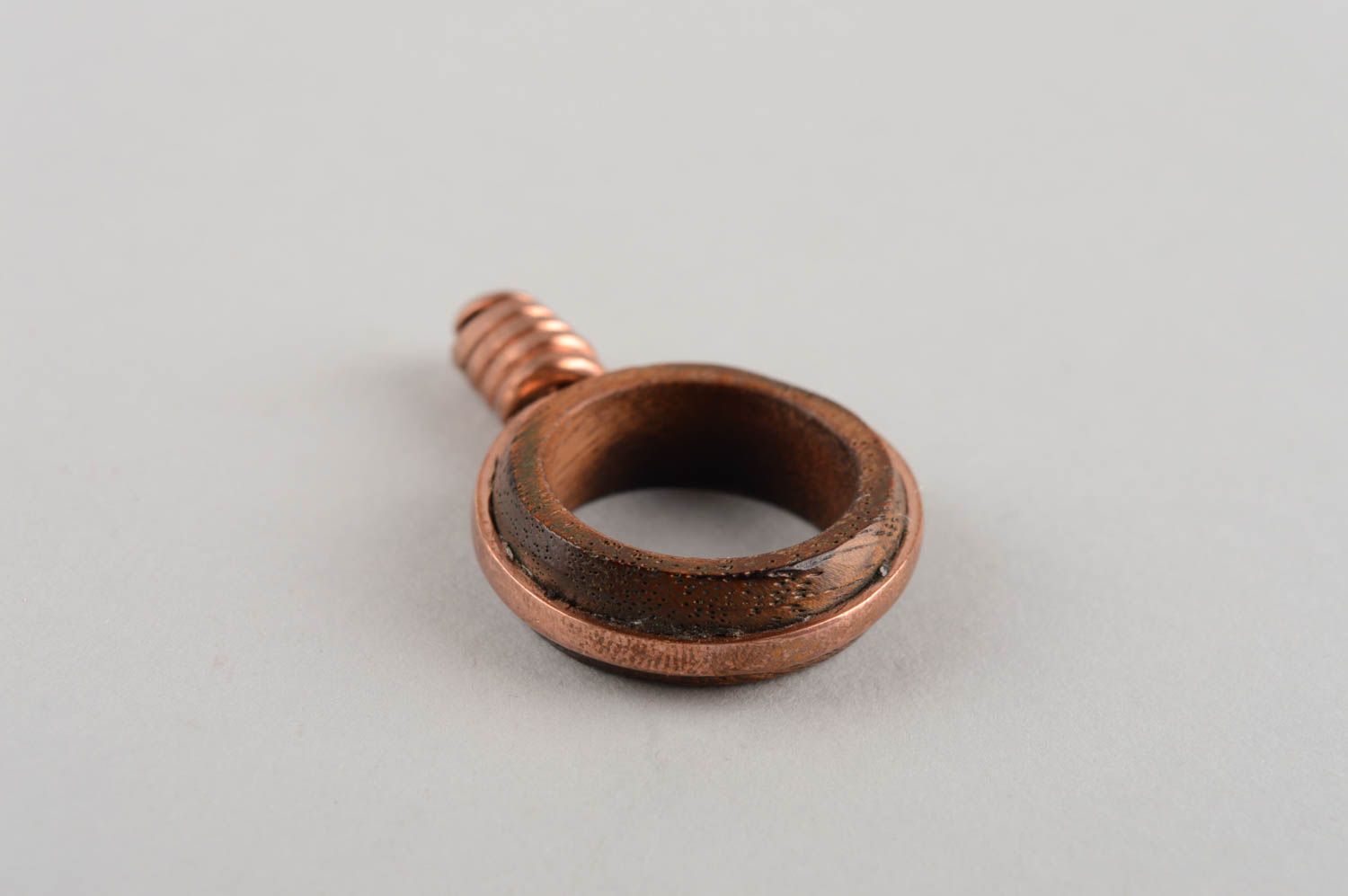 Handgemachter origineller Holz Ring mit Kupfer Braun modisch stilvoll für Damen foto 4