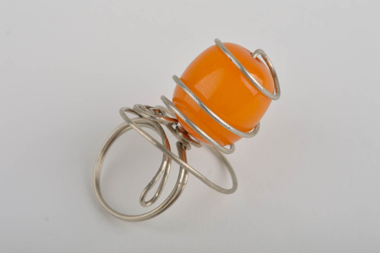 Unusual handmade metal ring gemstone bead ring fashion accessories for girls photo 3