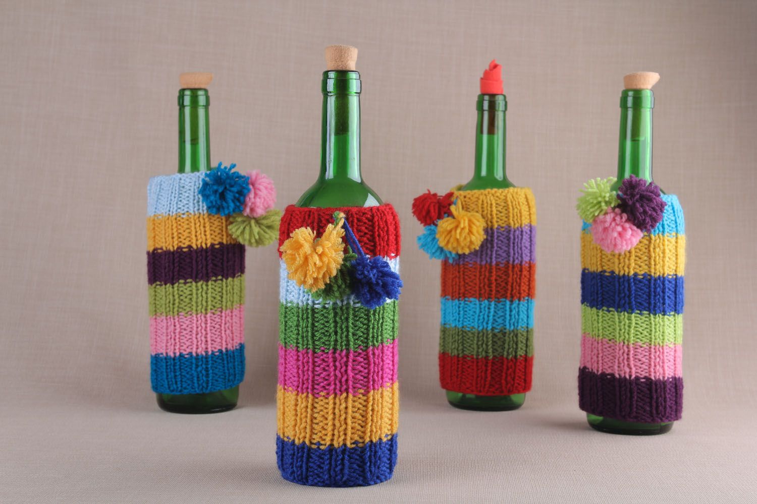 Bottle with knitted cozy photo 1