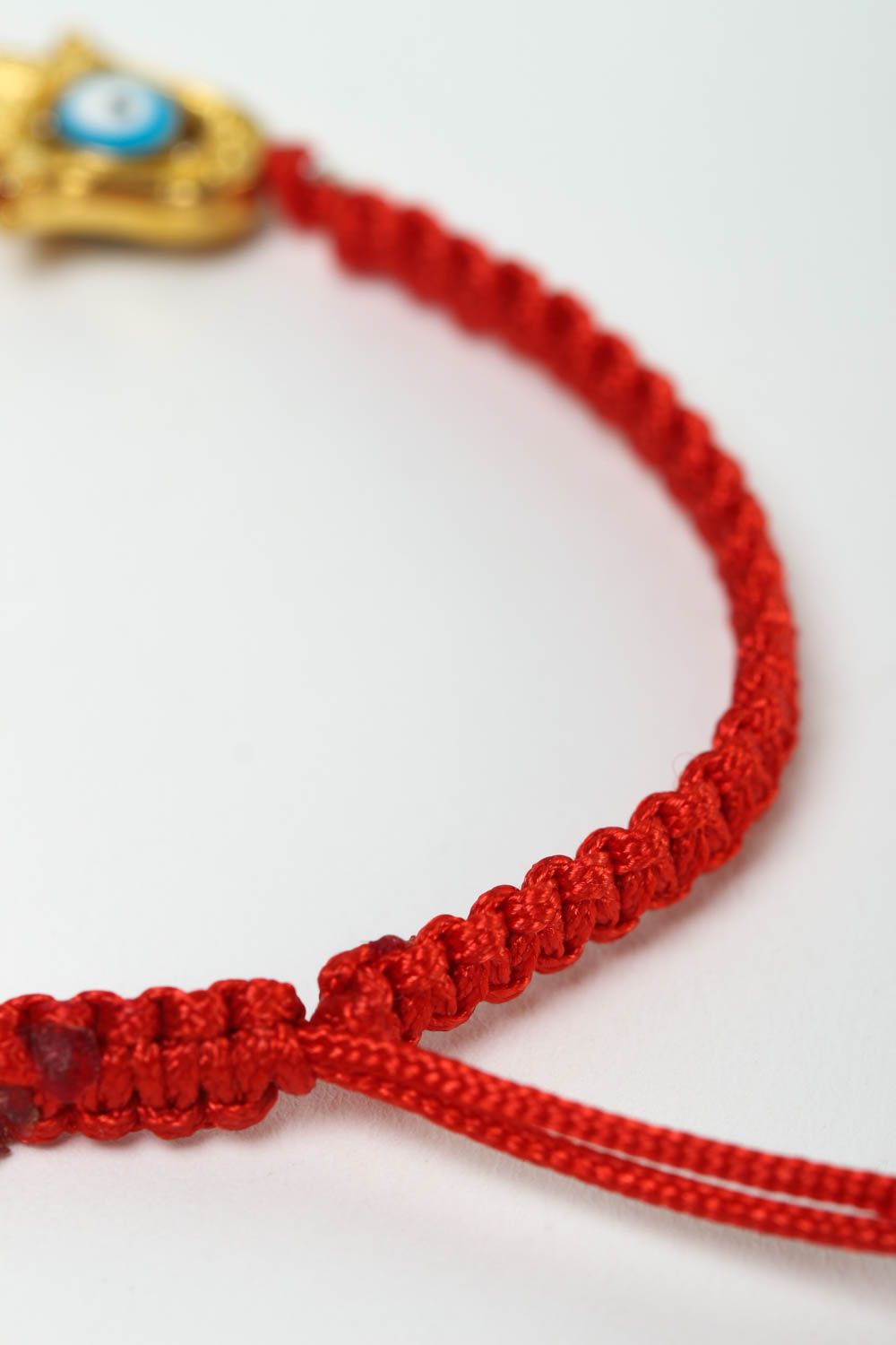 Bracelet textile Bijou fait main rouge talisman Accessoire femme original photo 4