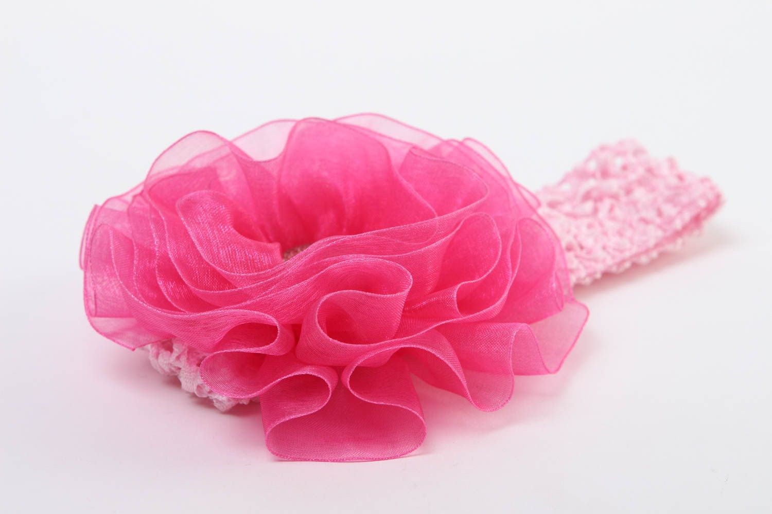 Bandeau cheveux Accessoire fait main rose avec fleur Cadeau pour enfant photo 3