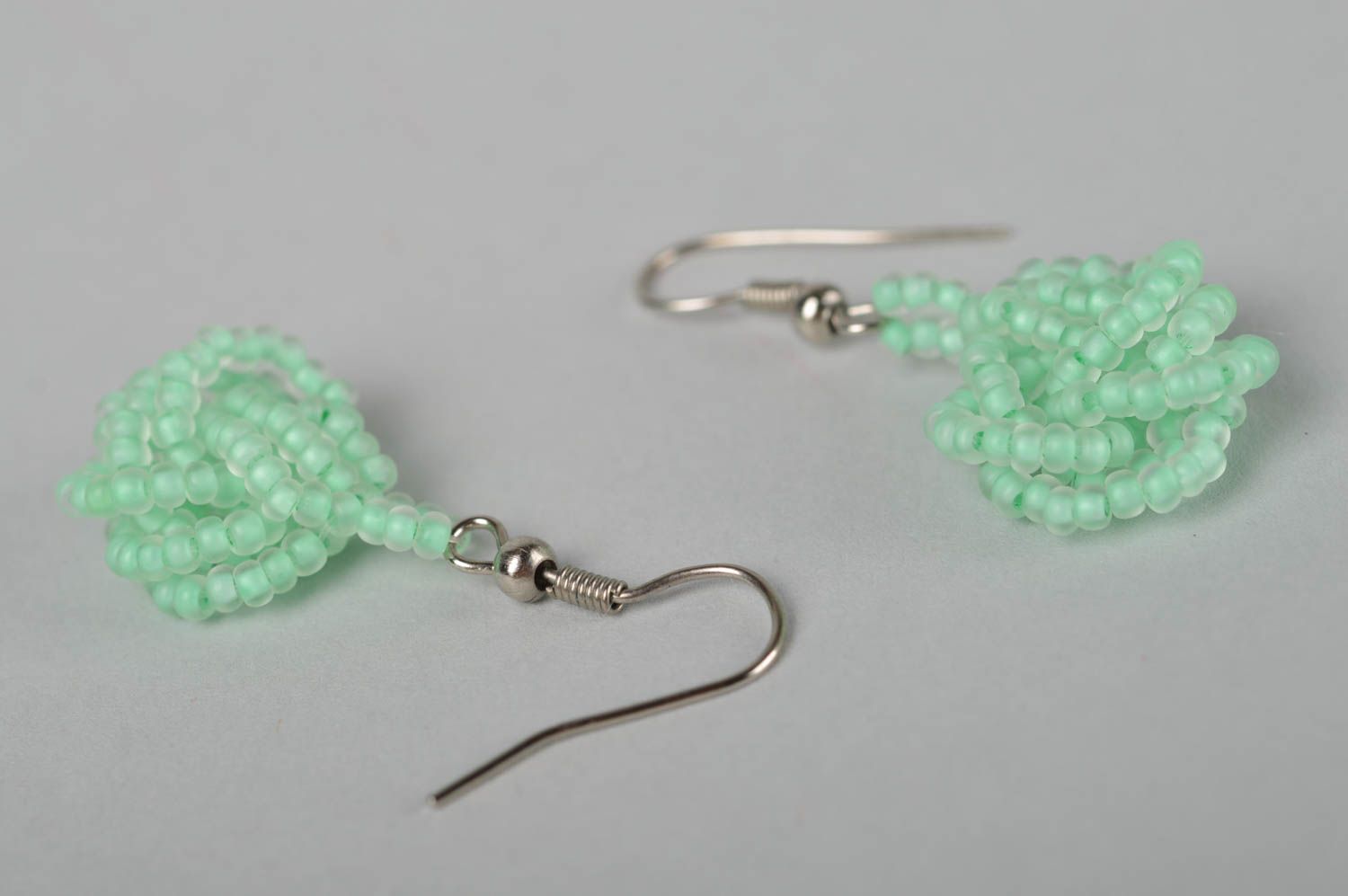 Handmade earrings beaded jewelry dangling earrings designer accessories photo 3