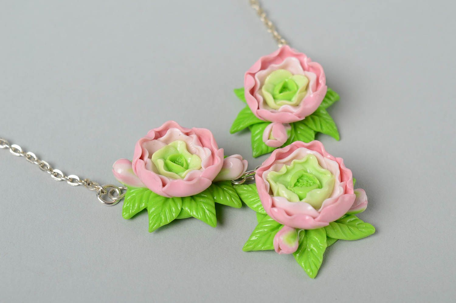 Polymer Clay Schmuck handmade Halskette für Frauen Schmuck Anhänger Blumen schön foto 3