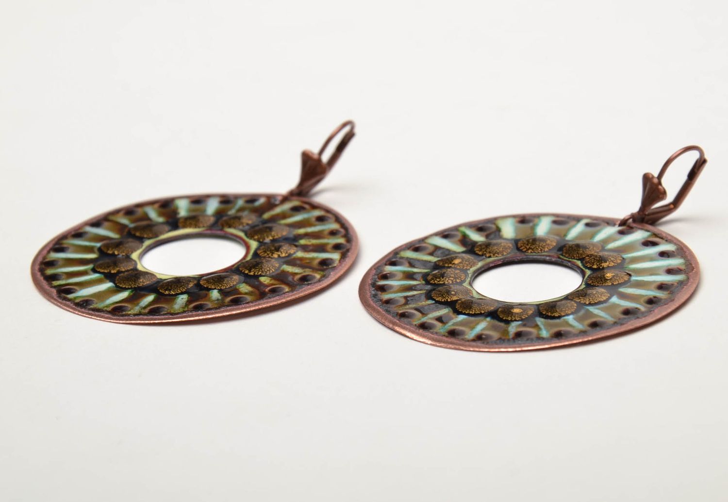 Round copper earrings Ethnics photo 4