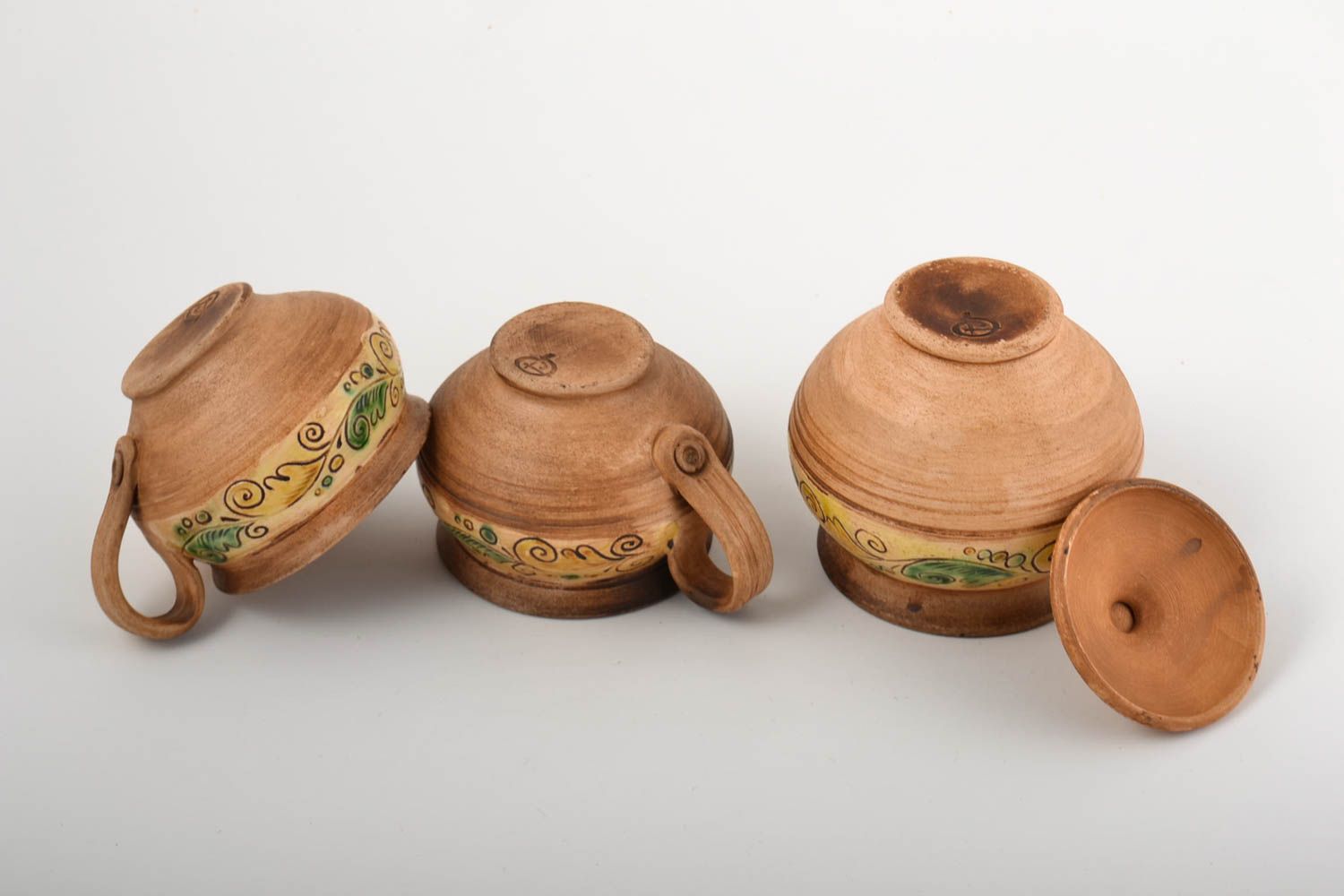 Handmade Tontopf mit Deckel Tee Tassen handgemachte Keramik originell schön foto 2