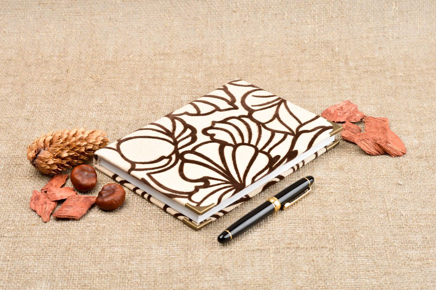 Handmade beige notebook beautiful designer notebook beige diary for girls photo 1