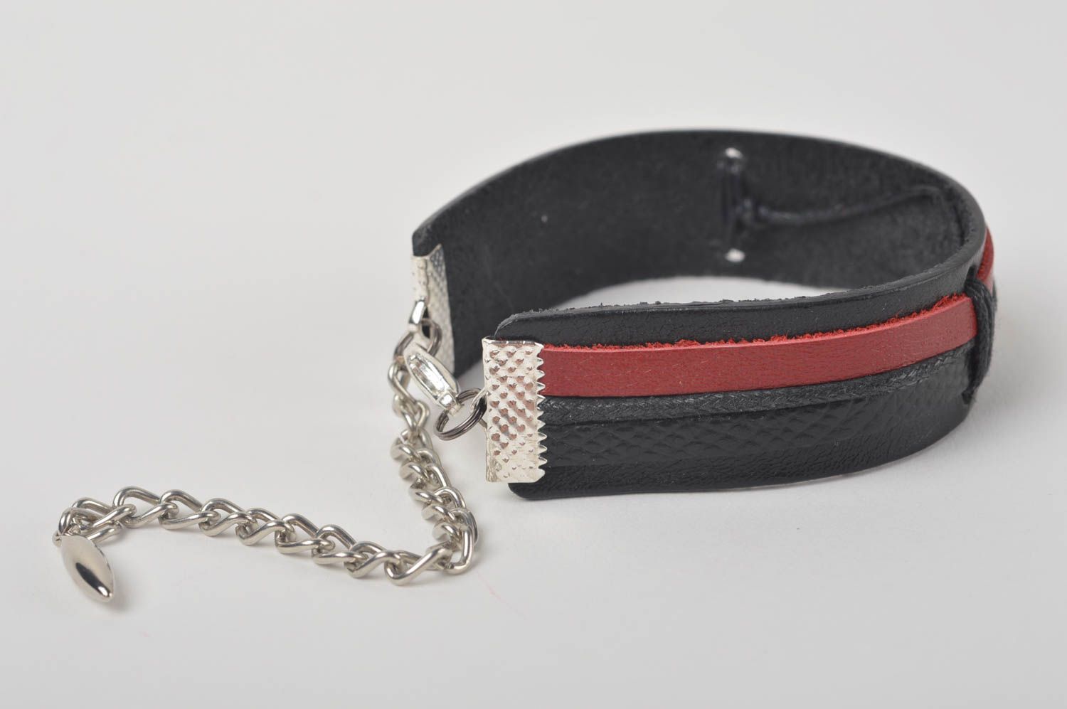 Bracelet en cuir Bijou fait main foncé design beau original Accessoire femme photo 4