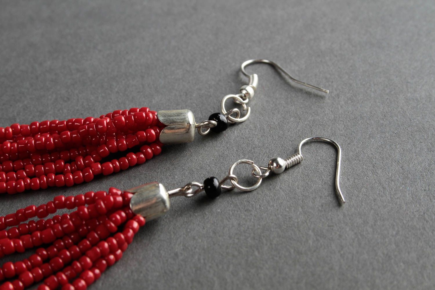 Handmade cute red long earrings jewelry for party large dangling earrings photo 4