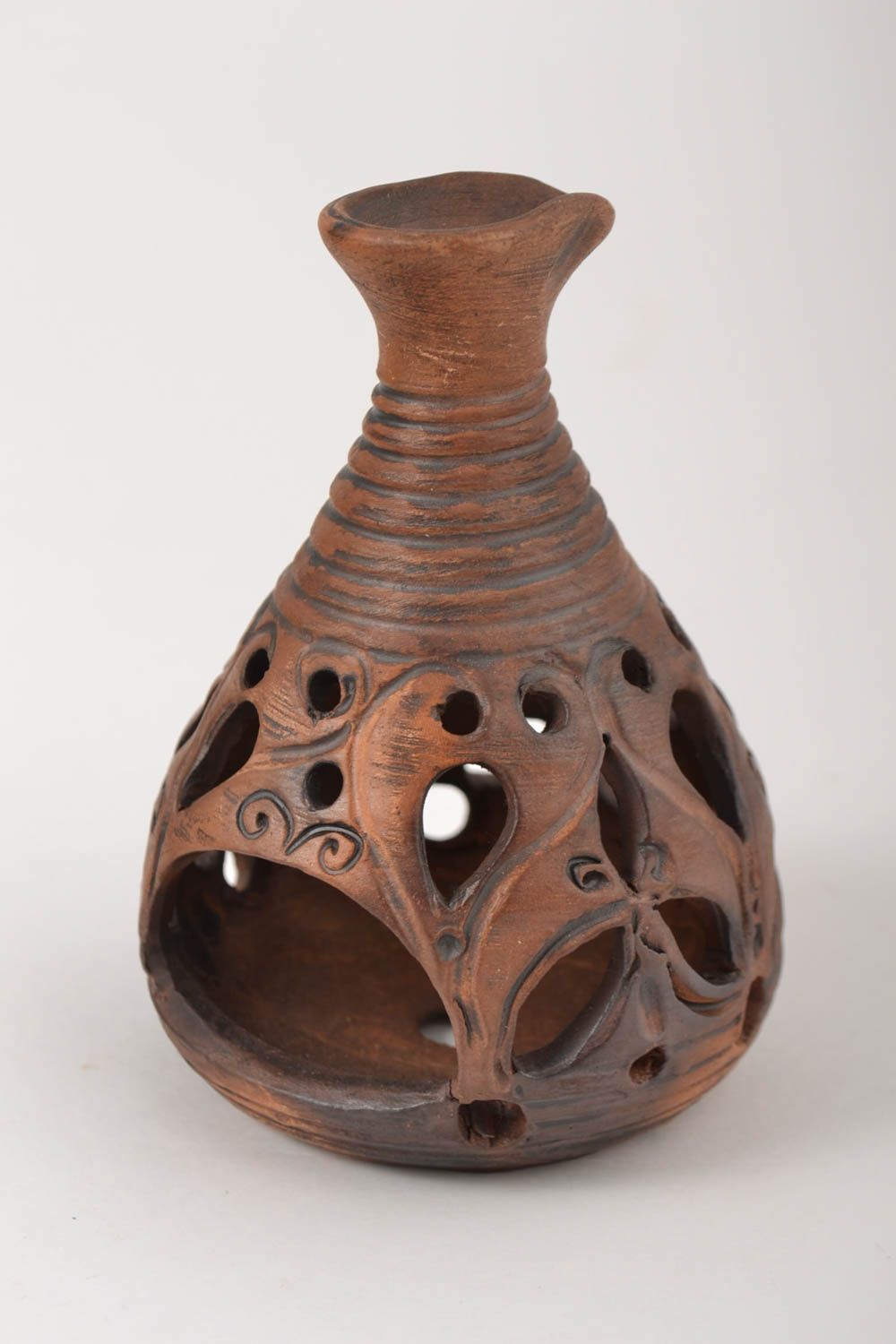 5 inch handmade pitcher shape ceramic tin candle holder 0,35 lb photo 3